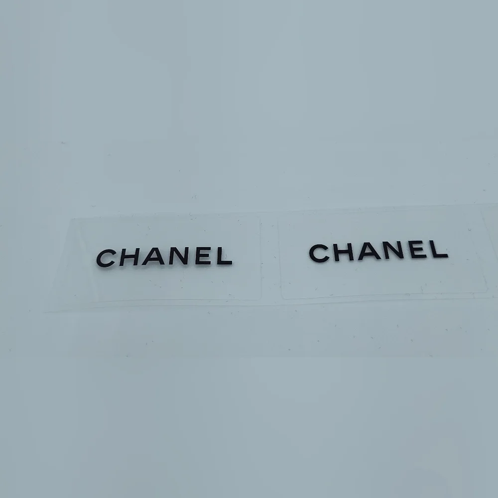 CHANEL Logo Stickers Sheet of 4 | Clear Backing Luxury Packaging Decals